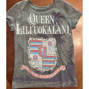 Peek‎ Kids Queen Lili'uokalani Hawaiian Islands Graphic Tee Gray Size M 6/7